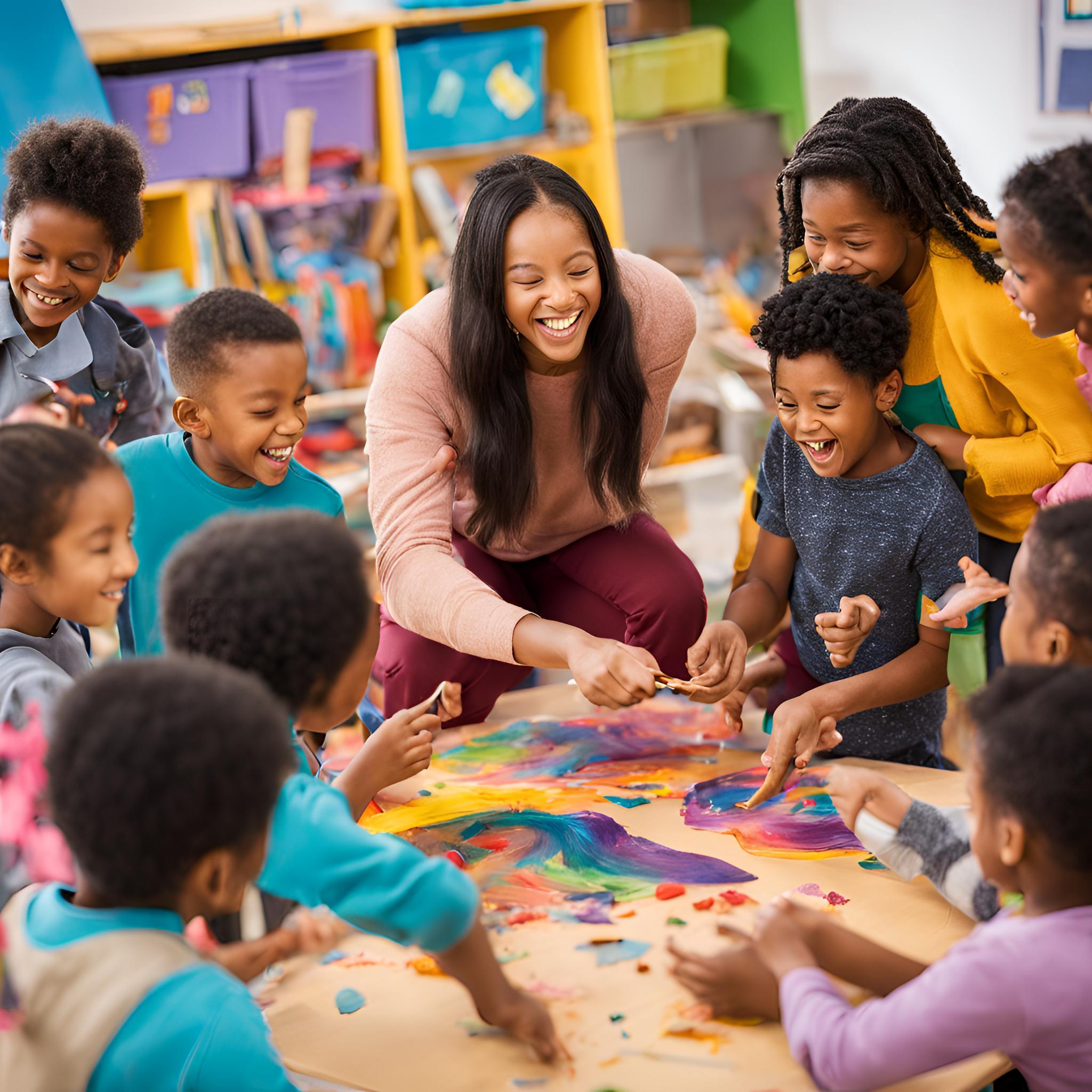 Teacher with children