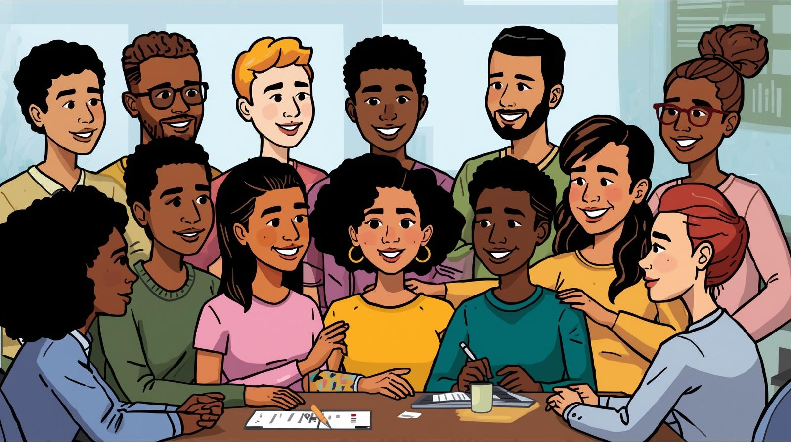 safeguarding people level 1 in cartoon with mixed races