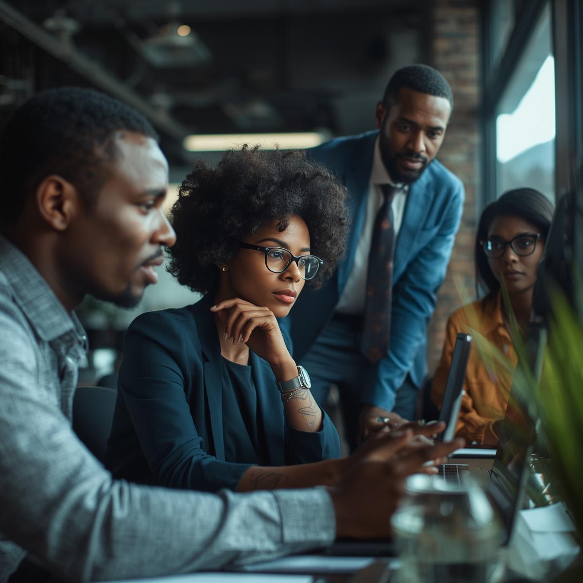 generate imageshowing information technology with black people involved